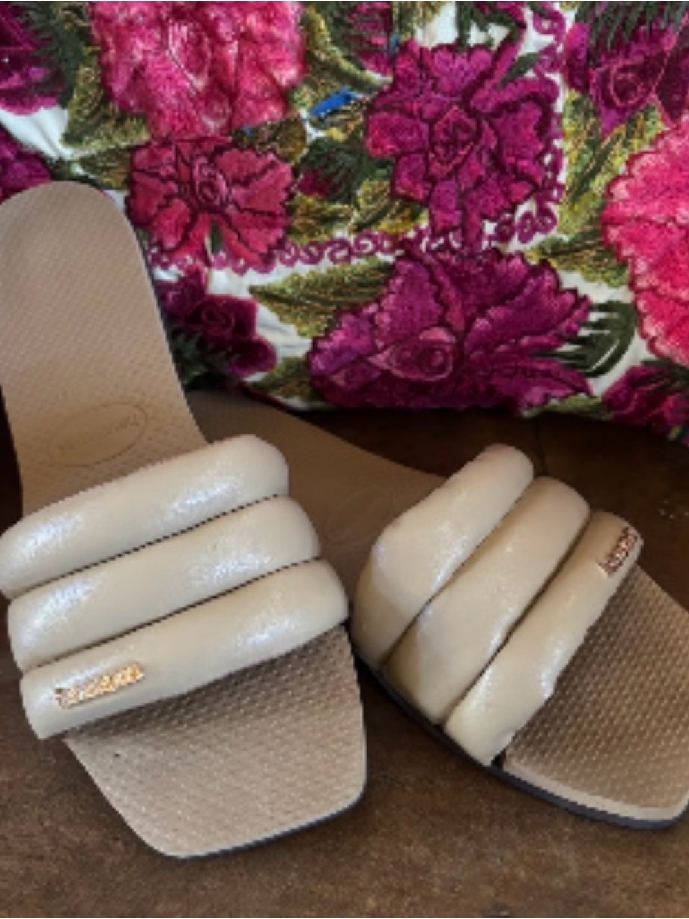 Padded Cream Slide Sandals - Women's Slip-On Comfort